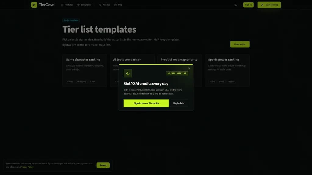 TierCove - Free Tier List Maker - Screenshot 3
