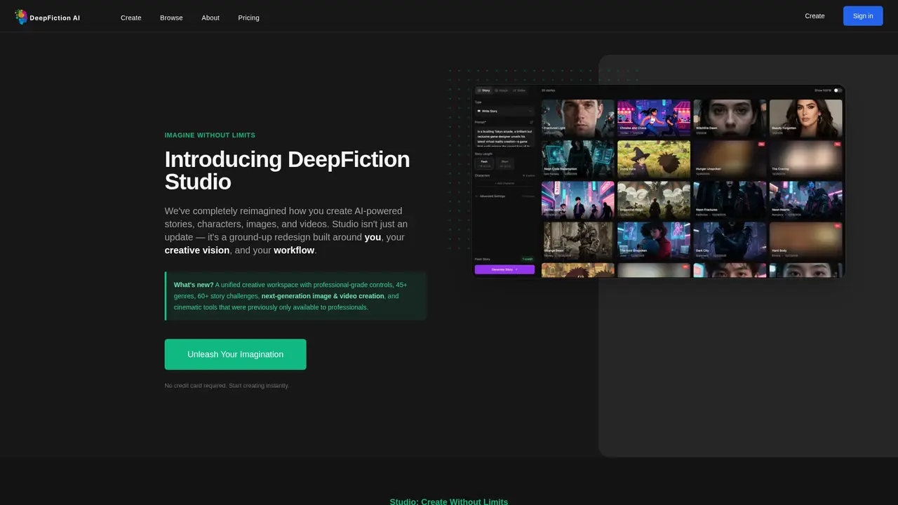 DeepFiction Studio - Main Image