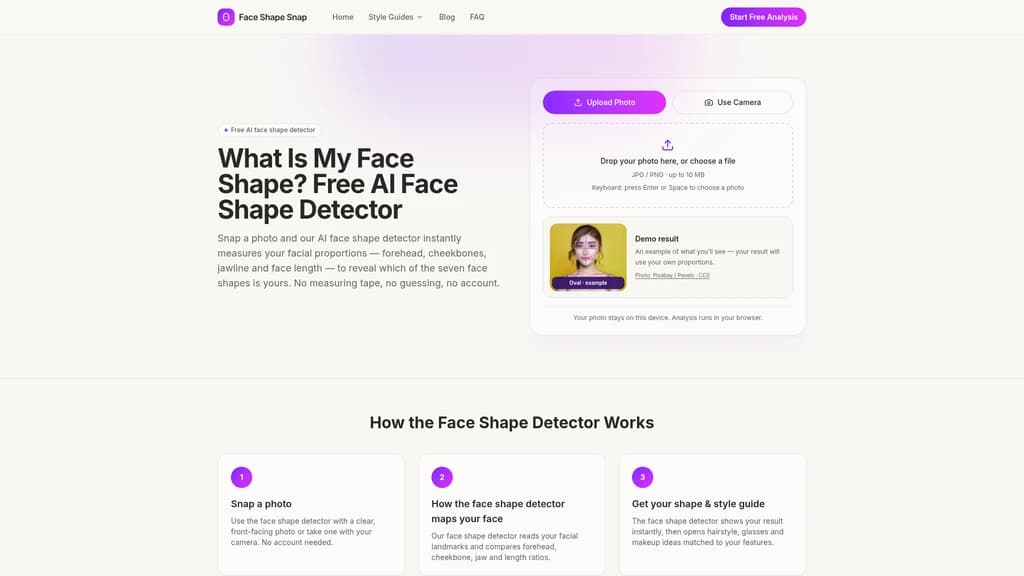FaceShapeSnap - Free AI Face Shape Detector - Main Image