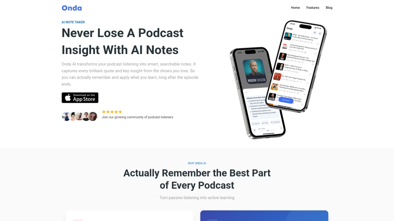 Onda AI Podcast Note Taker - Main Image