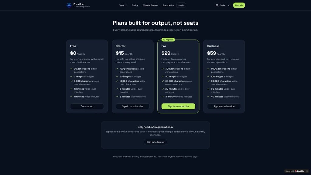 PrimeOne AI Marketing Toolkit - Screenshot 2