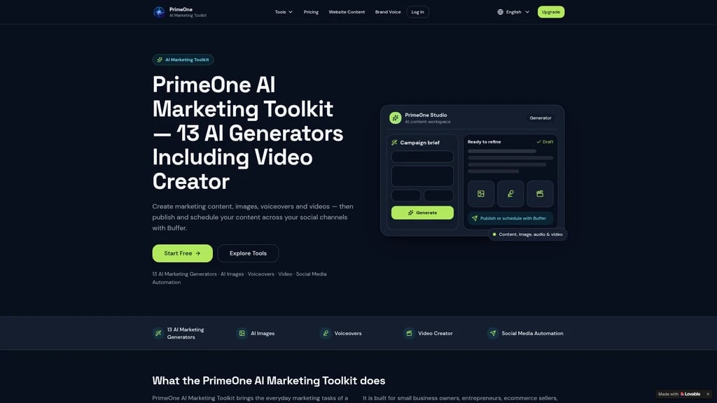 PrimeOne AI Marketing Toolkit - Main Image