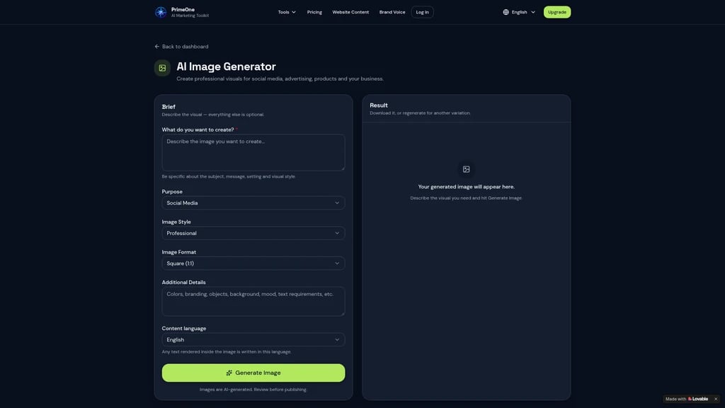 PrimeOne AI Marketing Toolkit - Screenshot 3