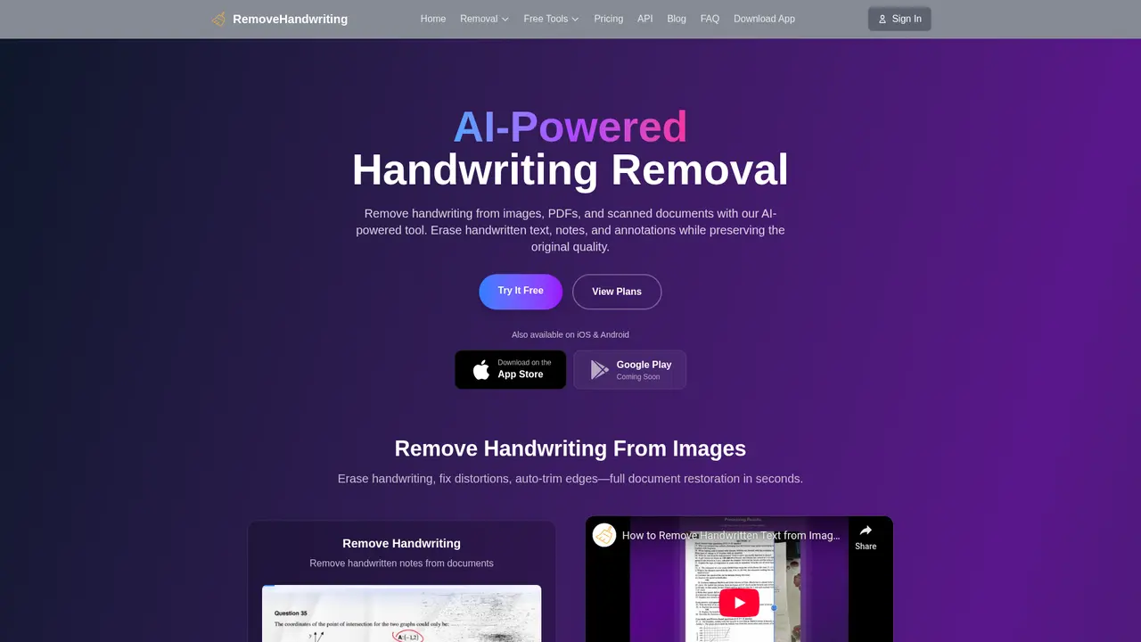 RemoveHandwriting - Main Image