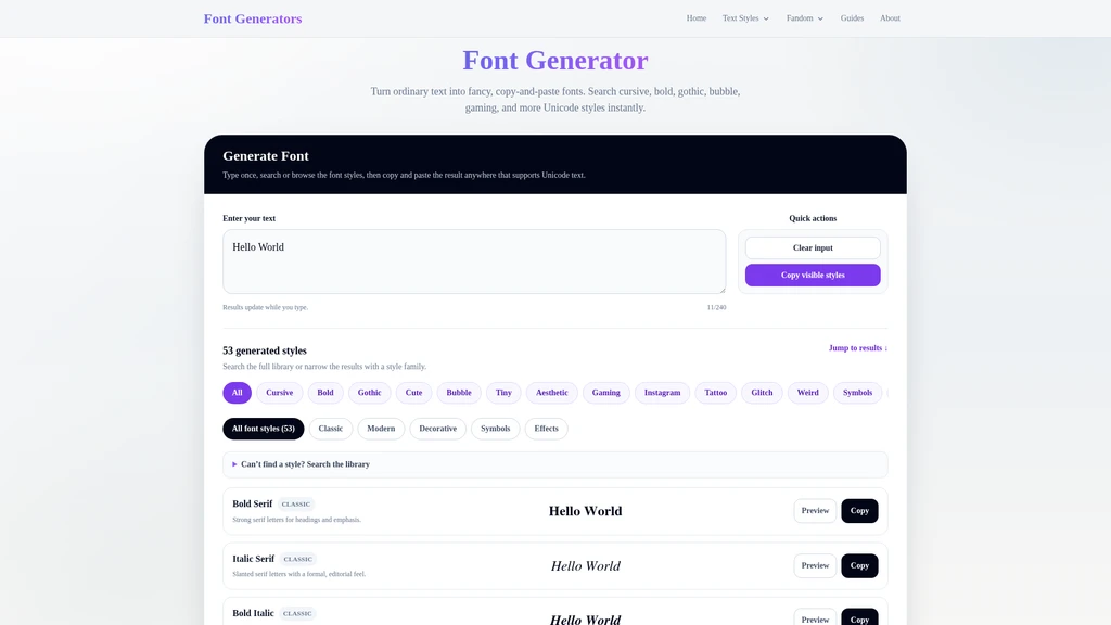 Font Generators.org - Main Image