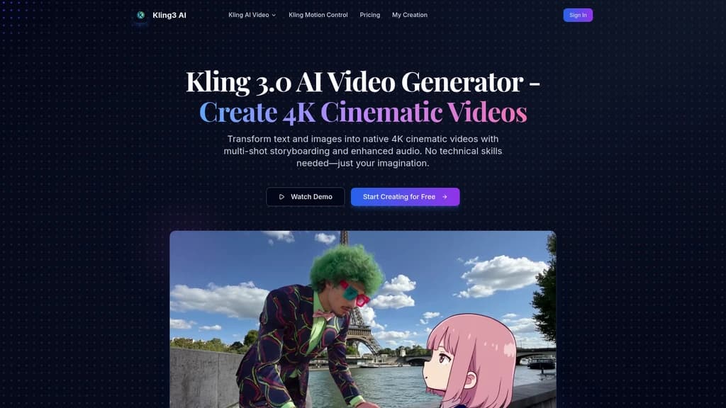 Kling 3 AI Video Generator - Main Image