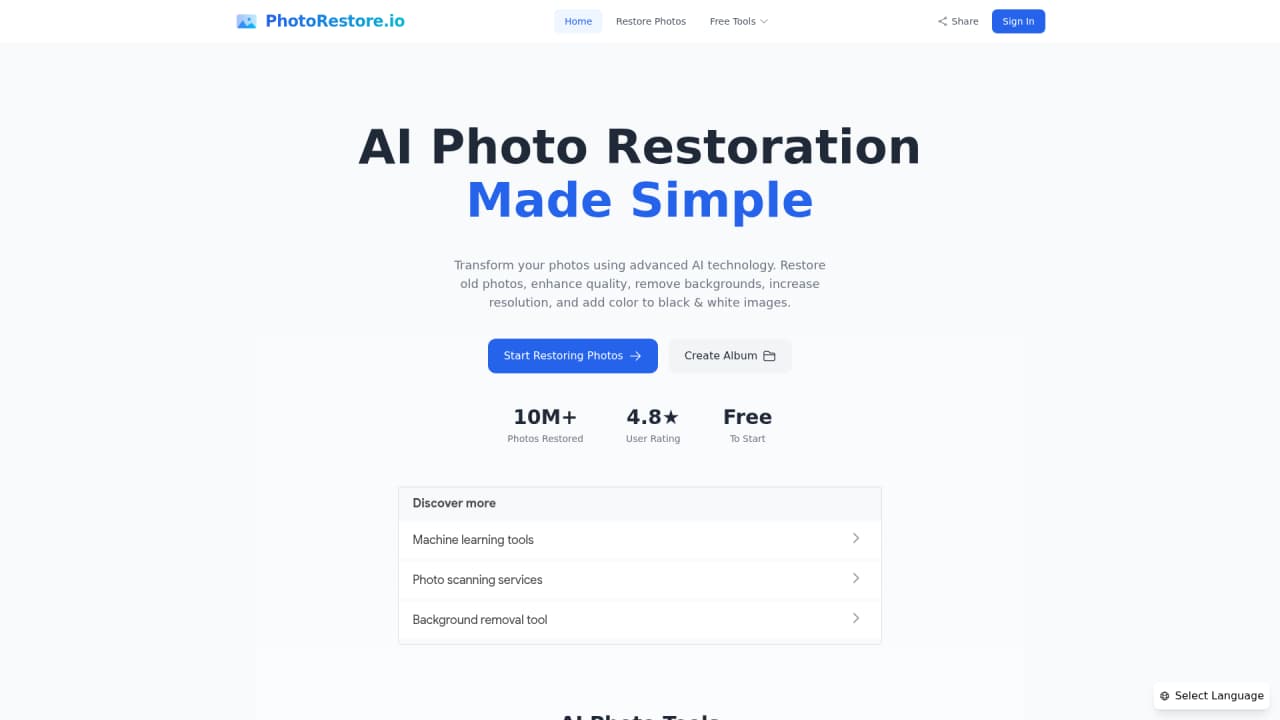 PhotoRestore.io - Main Image