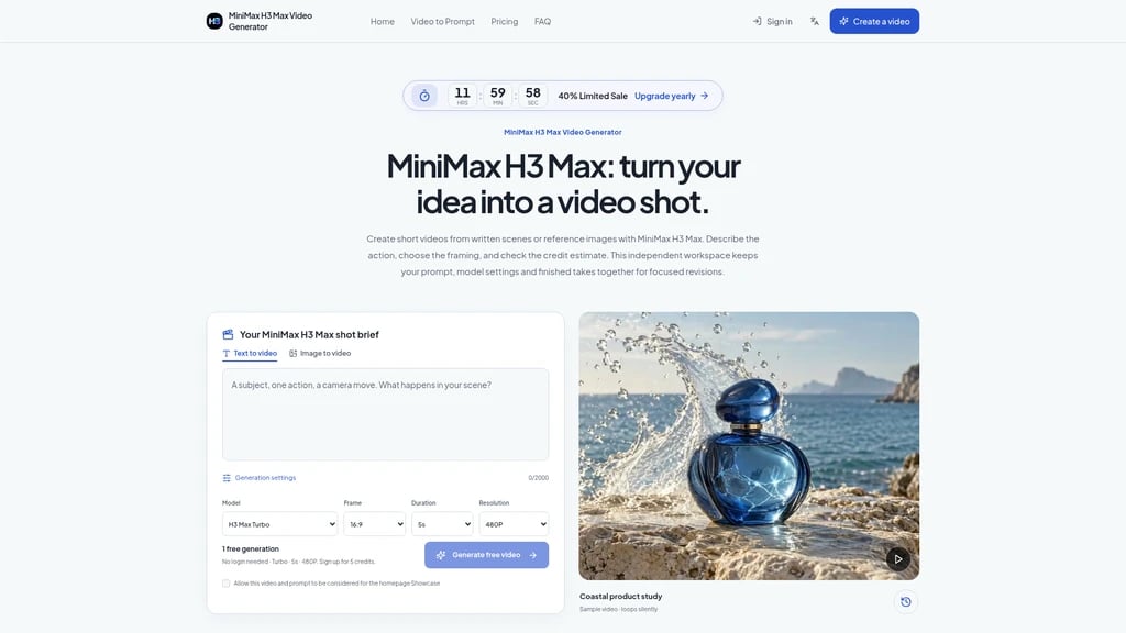 MiniMax H3 Max Video Generator - Main Image