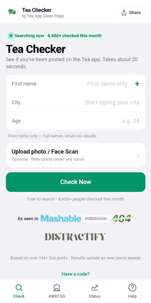 Tea App Green Flags - Screenshot 2