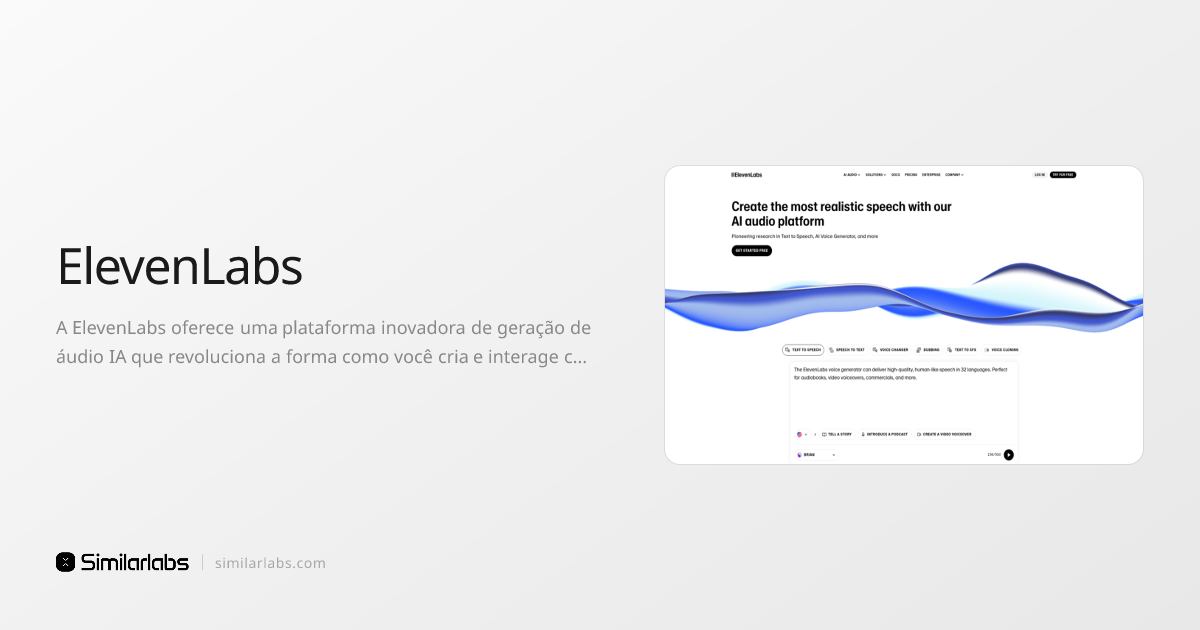 ElevenLabs - Create realistic speech with AI audio | SimilarLabs