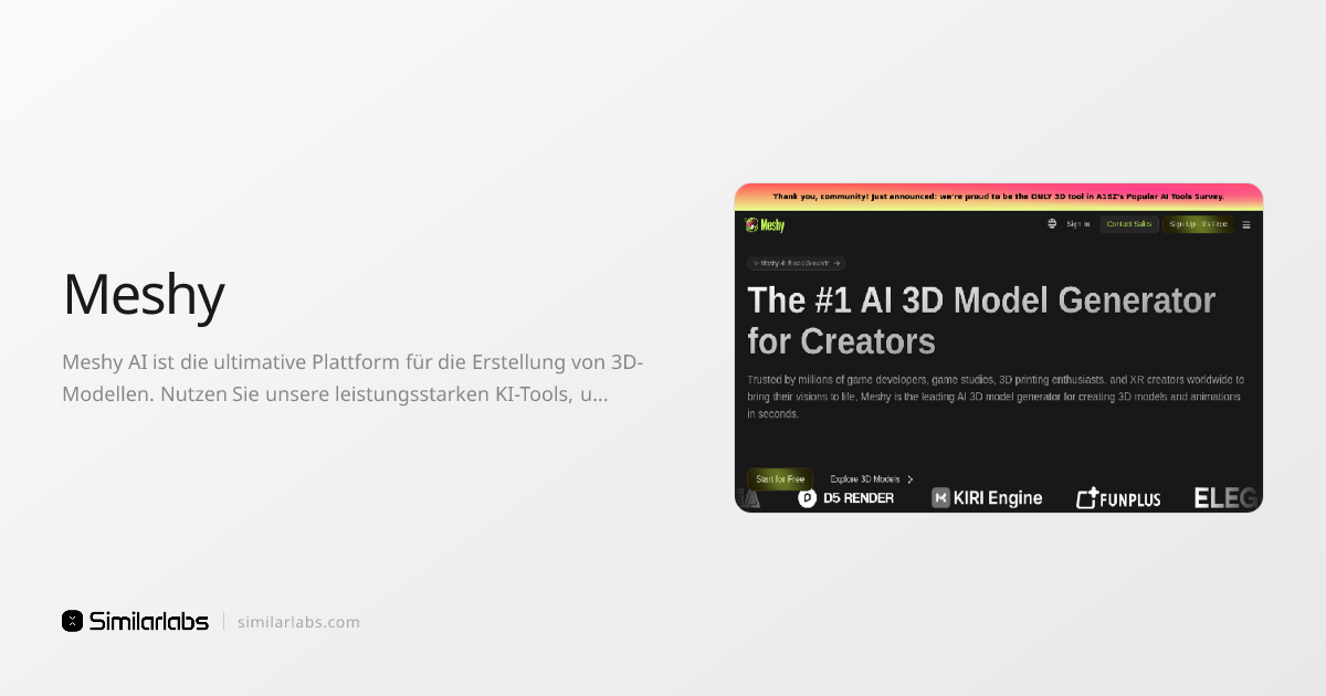 Meshy - Create stunning 3D models effortlessly | SimilarLabs