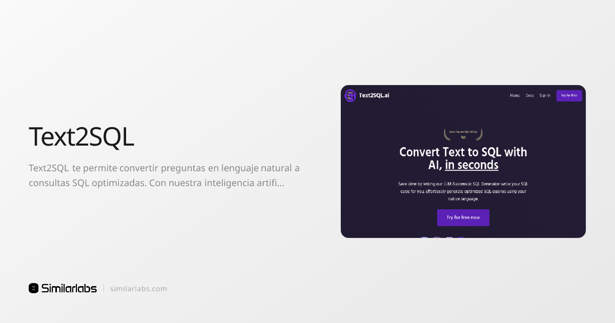Text2SQL - Genera consultas SQL en segundos | SimilarLabs