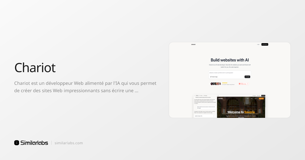 Chariot - Créez des sites Web sans code | SimilarLabs