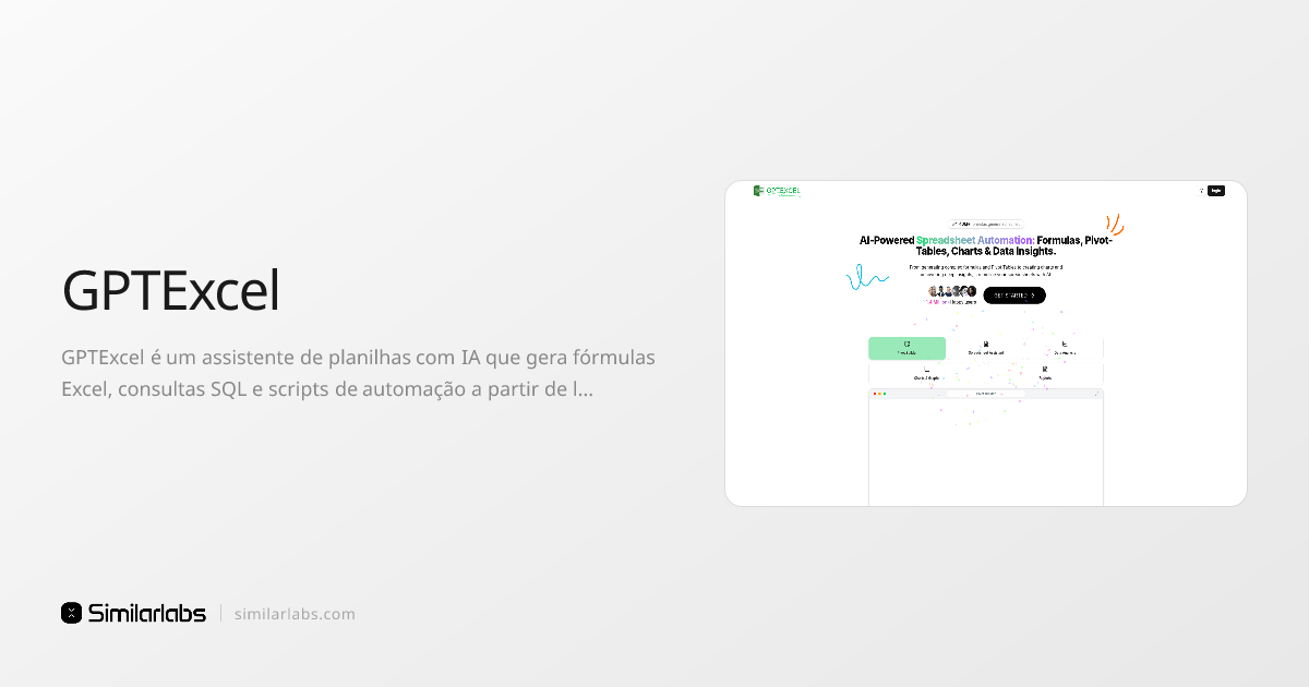 GPTExcel - Assistente de fórmulas Excel e automação de planilhas com IA ...